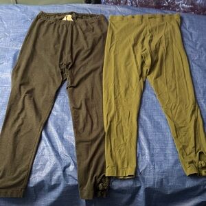 Old Navy Ladies Stretch Leggings - Olive Green & Charcoal Grey-